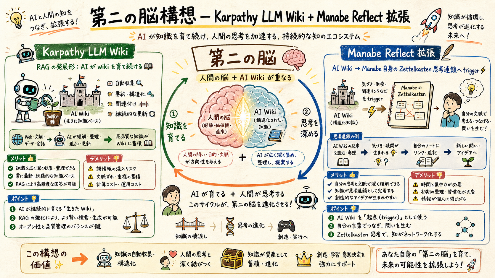 second brain Karpathy + Manabe Reflect